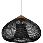 suspension lumineuse rattan tressé noir moderne rustique crochets câble électrique 60 80 cm