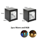 éclairage solaire extérieur moderne ip65 led applique murale noire rectangulaire contemporaine étanche 98mm 80mm