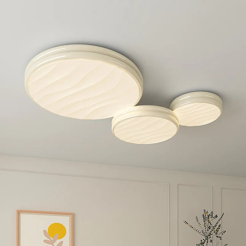 plafonnier led moderne rond blanc vert rayures horizontales salon chambre cuisine contemporain