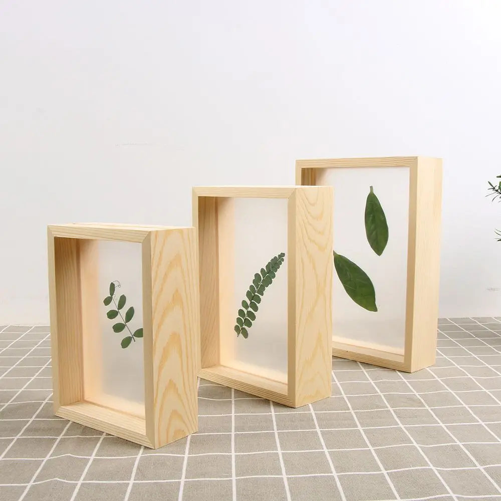 cadres photo bois transparent minimaliste rustique nature deco intérieure vintage feuilles sèches