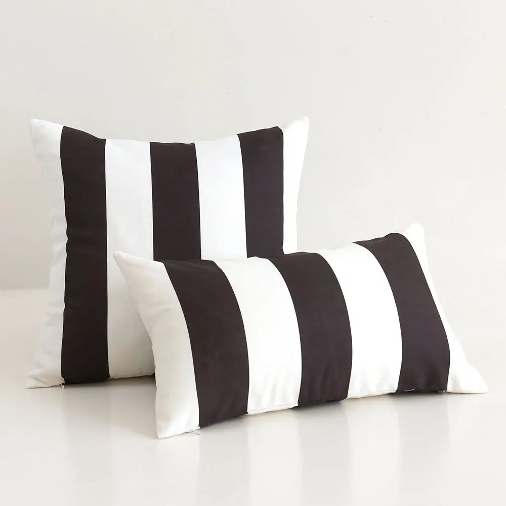housse coussin polyester rayé blanc jaune moderne 45x45cm 30x50cm car sofa