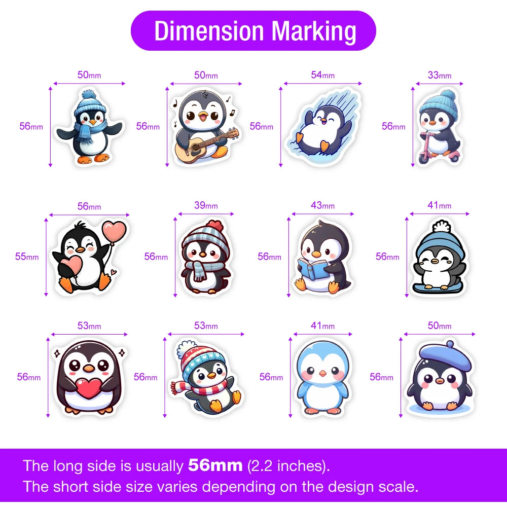 sticker pingouin dessin animé bleu blanc adhésif waterproof deco scrapbook bouteille ordinateur portable multicolore