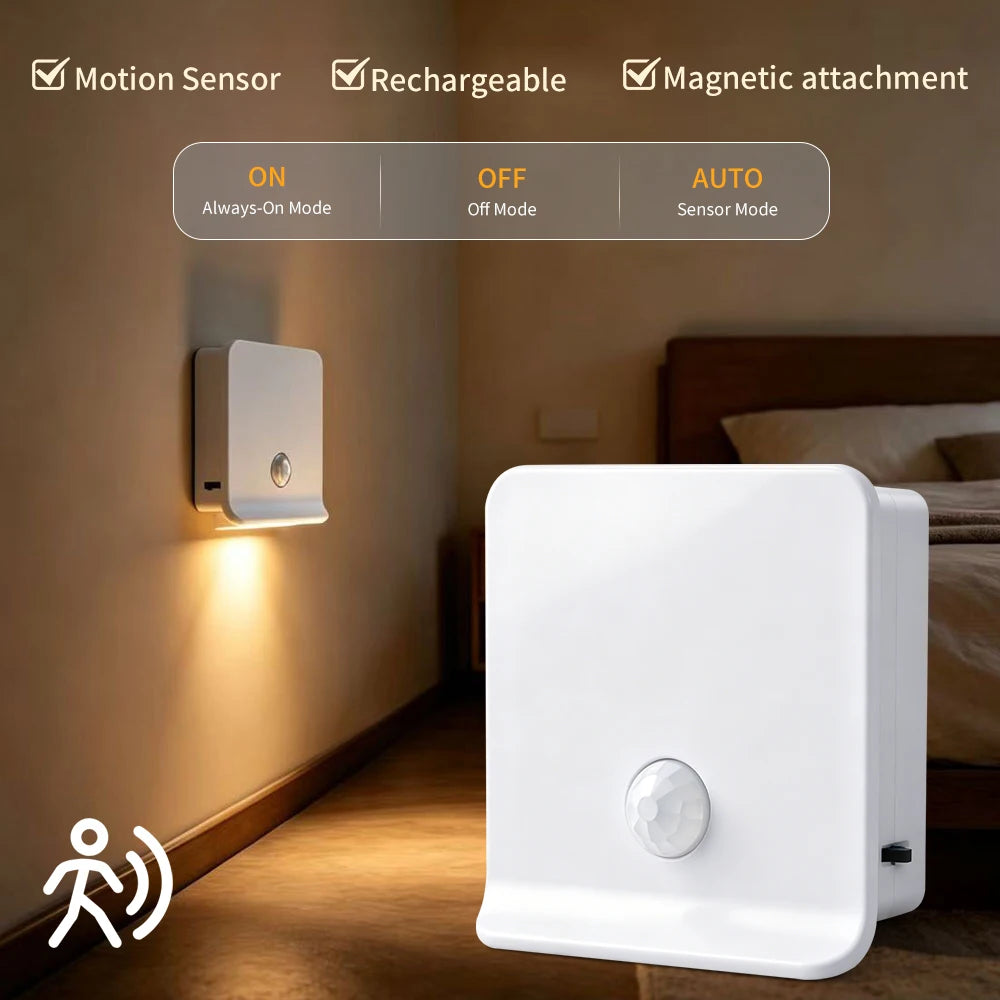 veilleuse mur capteur mouvement rechargeable blanc moderne interrupteur tactile adhésif led 60lm 249lm sécurité