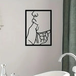 tableau mural abstrait minimaliste contemporain fer noir blanc résistant rouille