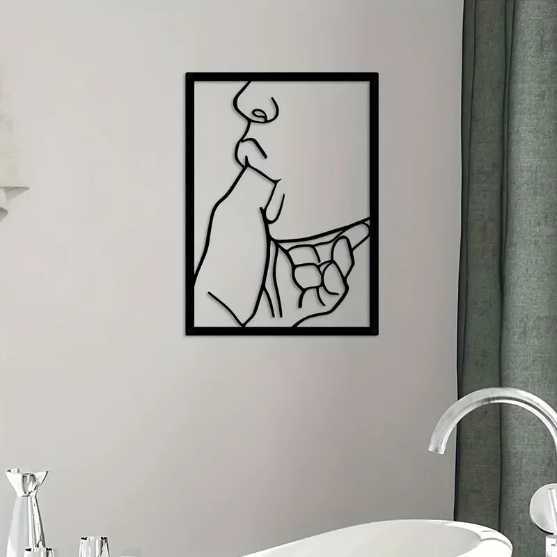 tableau mural abstrait minimaliste contemporain fer noir blanc résistant rouille