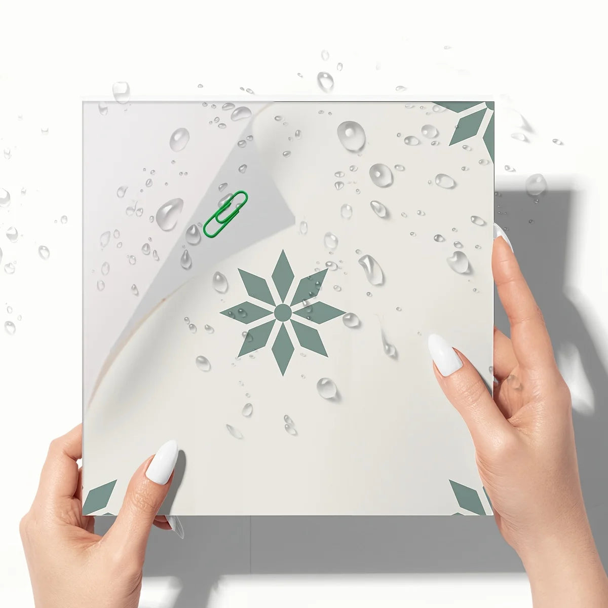 panneaux autocollants fleurs simples blanc vert adhésifs décoratifs modernes maison