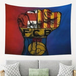 tapisserie pop art poing levé fcb football rouge bleu chambre salon decoration murale polyester