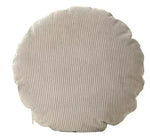housse coussin ronde velours côtelé rayures horizontales décoration canapé salon moderne rose pâle