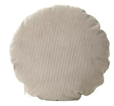 housse coussin ronde velours côtelé rayures horizontales décoration canapé salon moderne rose pâle