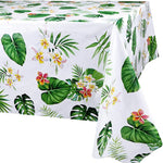 nappe jetable anniversaire motif tropical feuilles palmier fleurs verte moderne festivités été