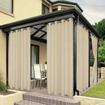 rideau extérieur water resistant beige uni moderne tringle métalliques pergola patio