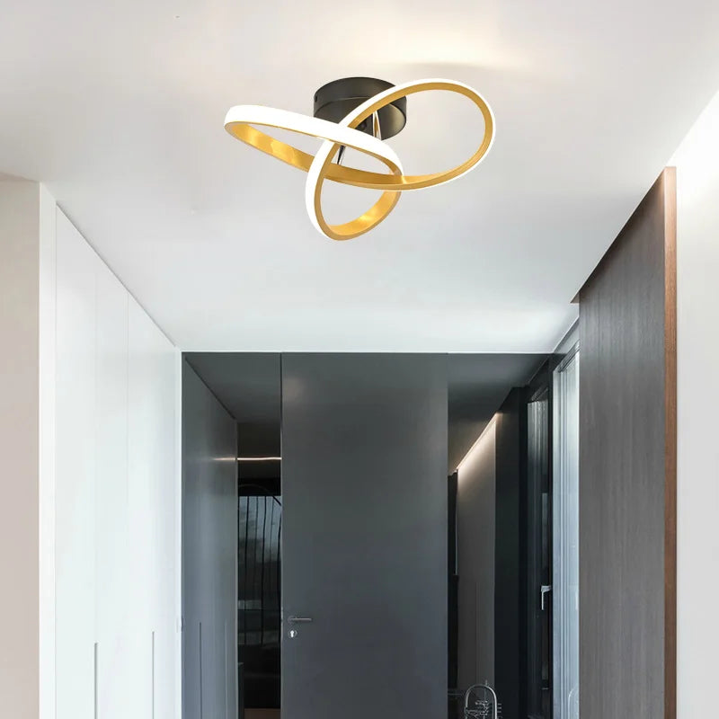 lampe moderne anneaux entrelacés blanc noir éclairage quotidien led interrupteur tactile 10 15 sources