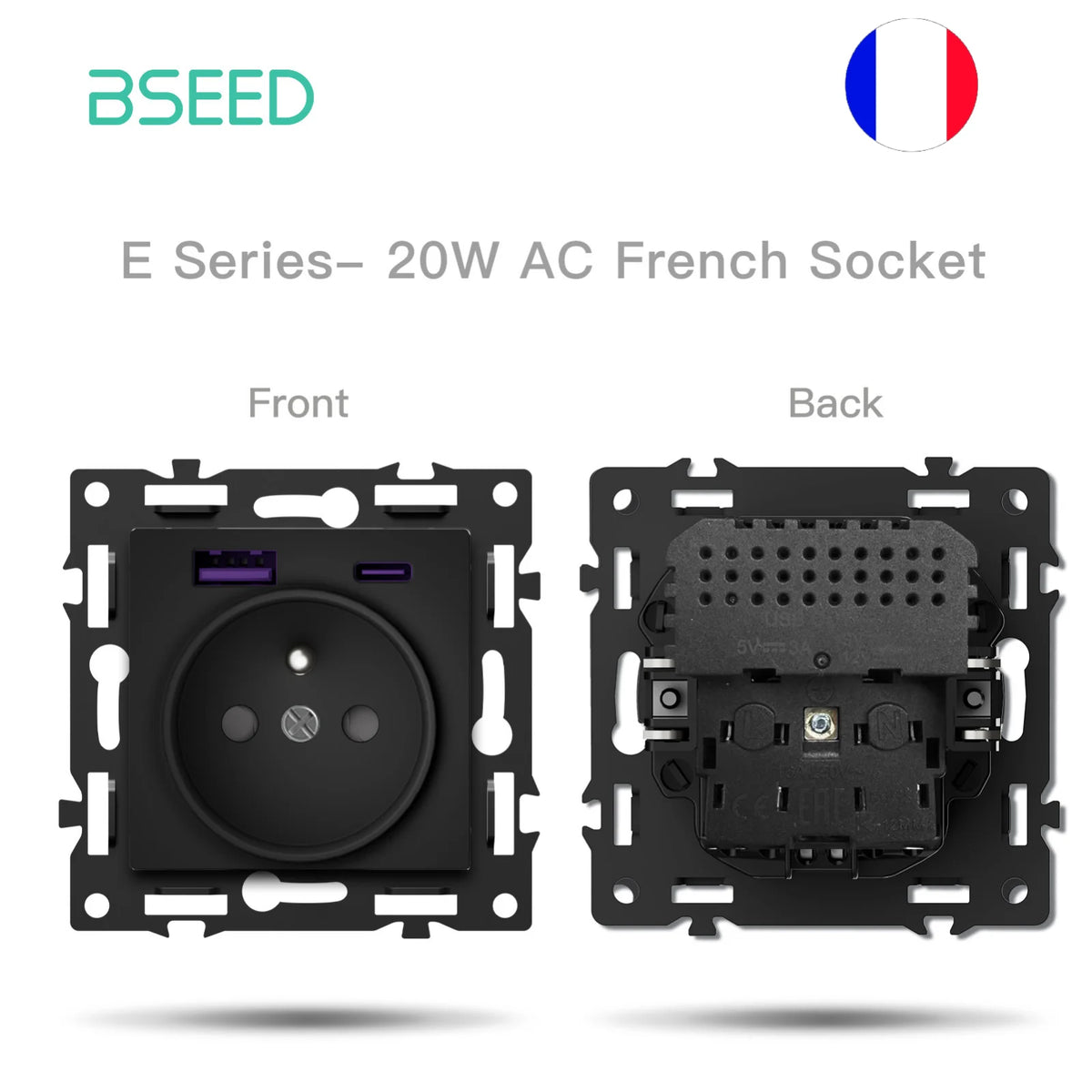 interrupteur électrique intelligent wifi noir moderne affichage led connecteurs usb