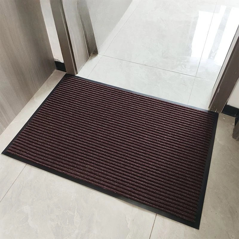tapis d'entrée moderne rayures vert marron rouge gris antidérapant PVC salon salle bain cuisine
