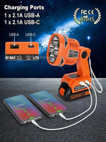 lampe torche led rechargeable orange moderne 22w 1120lm modes usb charge rapide
