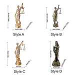 statue déesse justice résine or argent détails sculpturaux classique décoration chambre salon