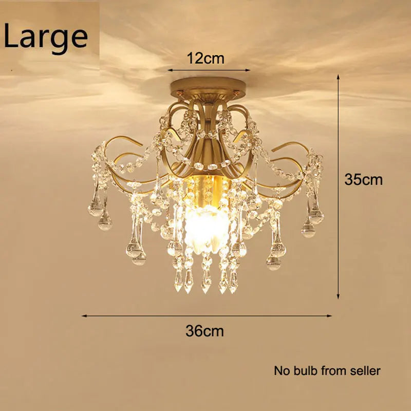 lampe dorée cristaux transparents classique salon chambre coucher moderne