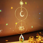 mobile solaire cristal lune étoiles fleurs décoration jardin intérieur suspendu boho romantique argent doré