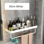 étagère murale salle bain blanche aluminium porte serviette porte brosse dents