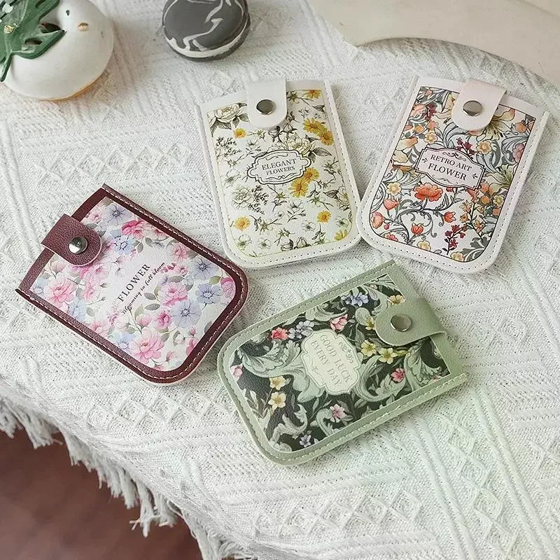 étui smartphone vintage floral blanc vert marron noir