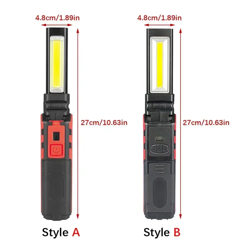 lampe travail pliable rouge noir aimant crochet rechargeable led usb instructions