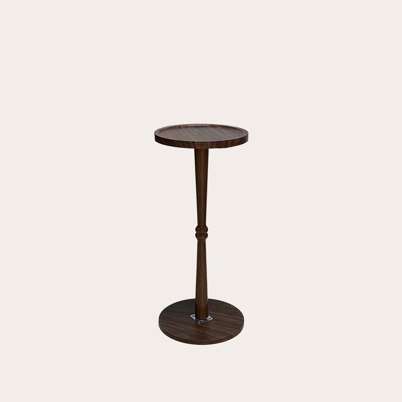table basse moderne bois marron petite taille salon contemporain pied central détails sculptés