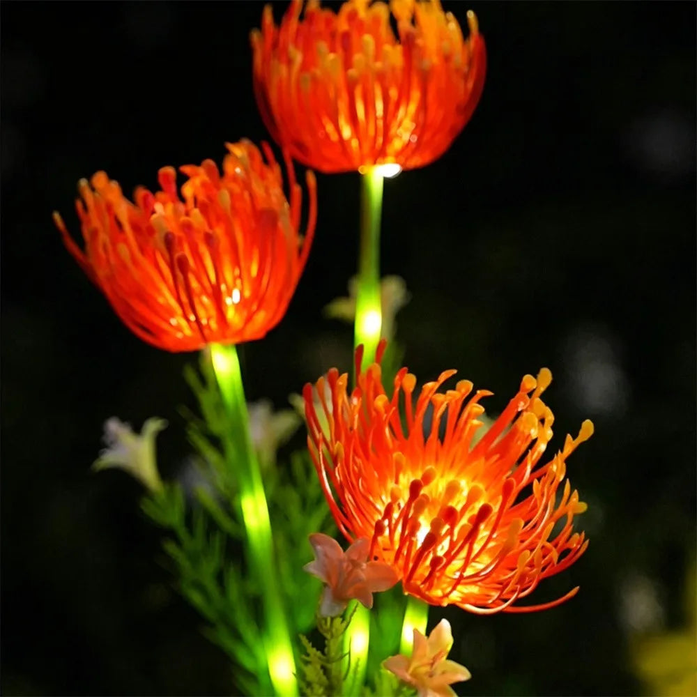 éclairage extérieur solaire fleurs artificielles lumineuses moderne vert rose blanc patio jardin