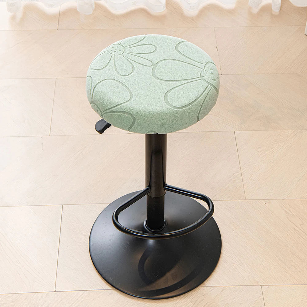 coussin tabouret moderne fleurs imprimées gris bleu clair orange roseclair vertpastel polyester élastique extensible