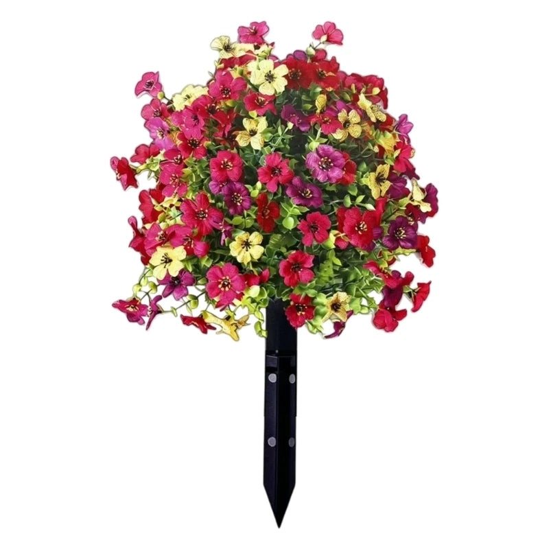décoration extérieure bouquet fleuri rouge violet moderne minimaliste piquet noir jardins paysages artificiellements embellis