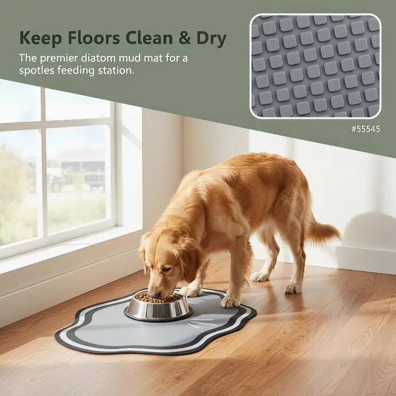 tapis absorbant boue diatomées animaux compagnie bol nourriture gris moderne minimaliste adhésif rapide sec