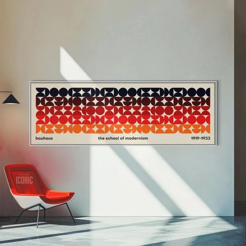 affiche moderne bauhaus géométrique abstraite orange rouge noir blanc salon chambre sans cadre toile