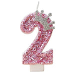 bougies chiffres anniversaire rose pailletées décoratives brillantes adhésives