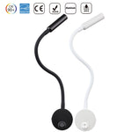 lampe table flexible moderne noir blanc argent fixée mur interrupteur led base minimaliste