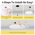 plafonnier led moderne blanc doré acrylique télécommande couleurs 220v opaques 47.7cm