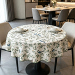 nappe table motif floral oiseaux classique beige clair vert bleu rustiqueversible machine