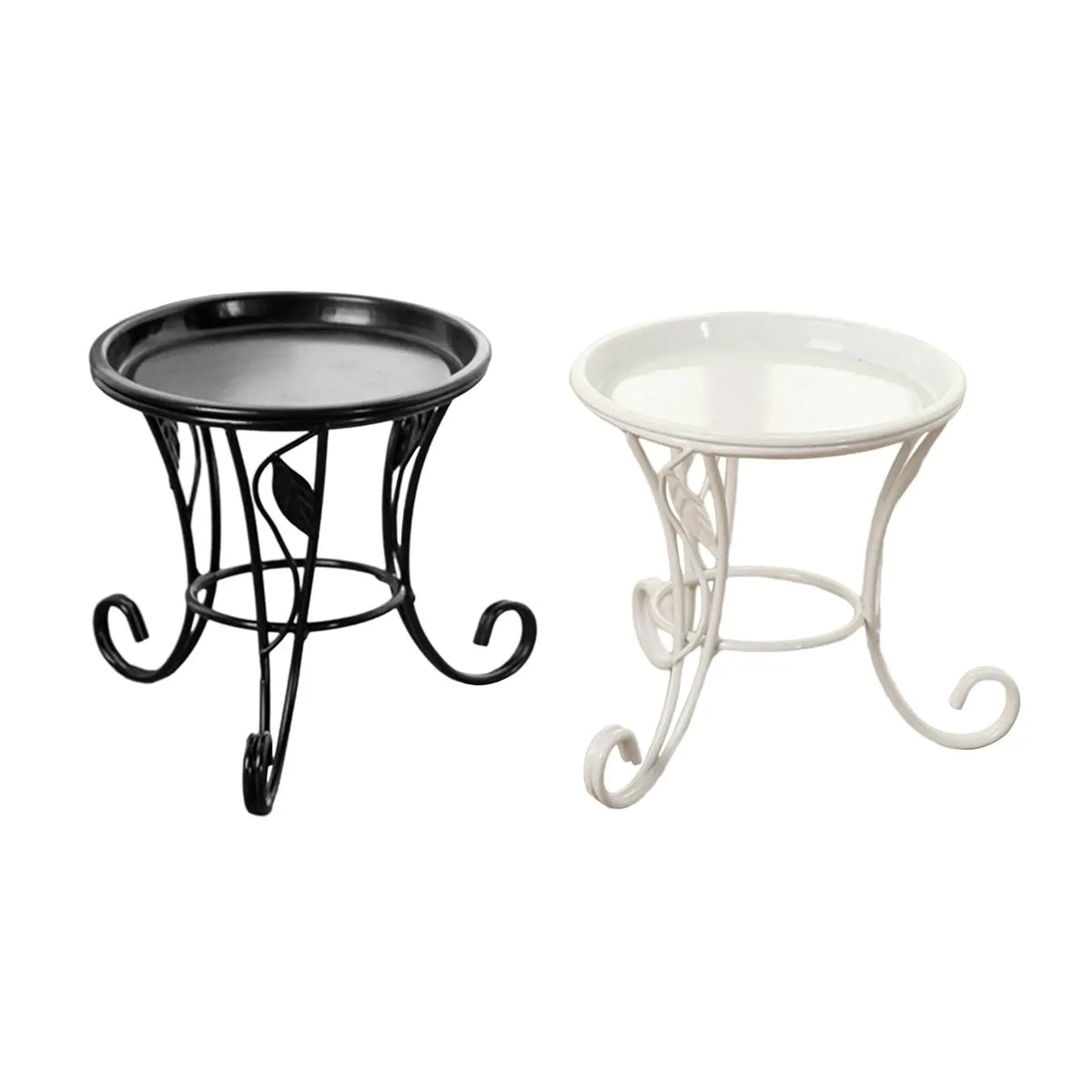 support plante floral art nouveau plateau métal robuste noir blanc vintageextérieurintérieur