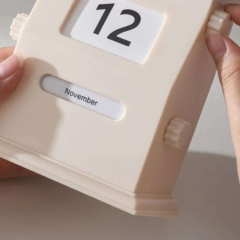 calendrier moderne rétro vert foncé beige clair mat opaque mois jours dates