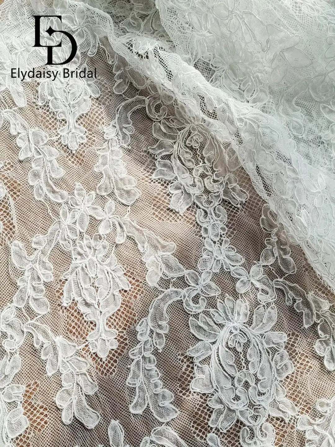 dentelle 3D florale blanc mariage tulle polyestère ajouré classique 3mètres