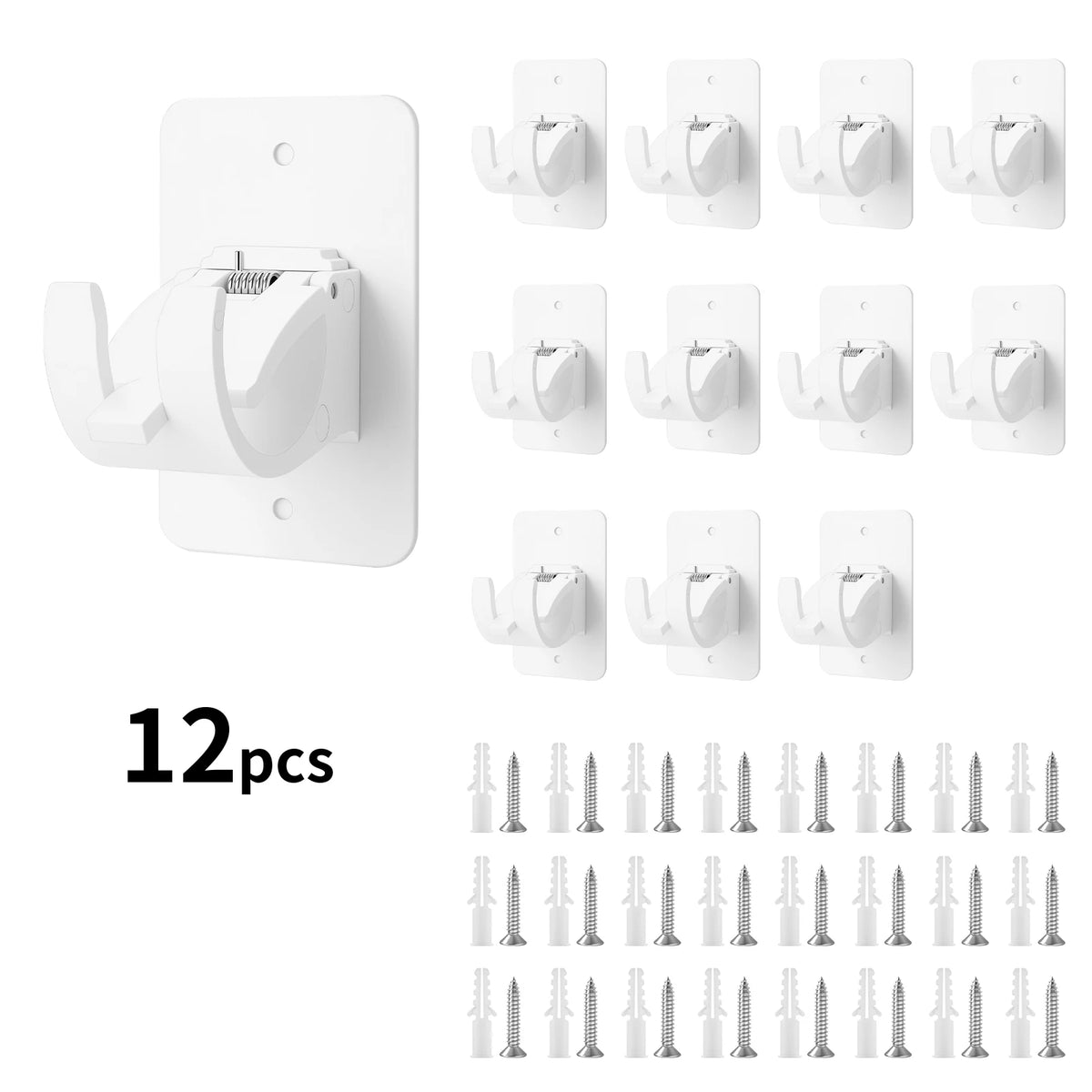 crochet mural adhésif blanc moderne 4pcs 8vis 8tiges fixations rideaux douceur