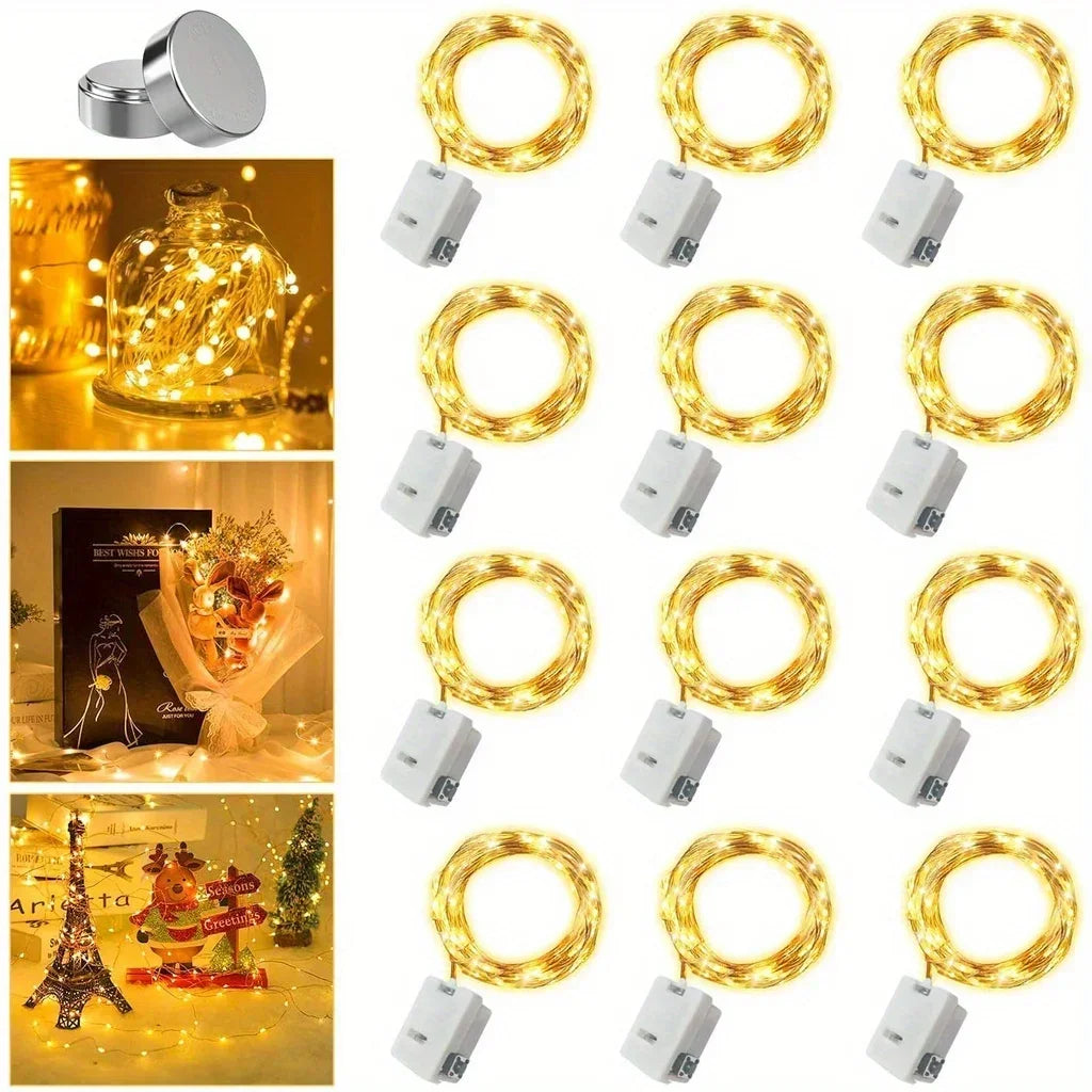 Mini guirlande lumineuse étanche en cuivre allumée en blanc chaud