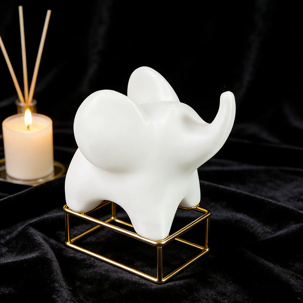 statue éléphant blanc moderne minimaliste décoration 7cm 6cm 29g rond lisse opaque