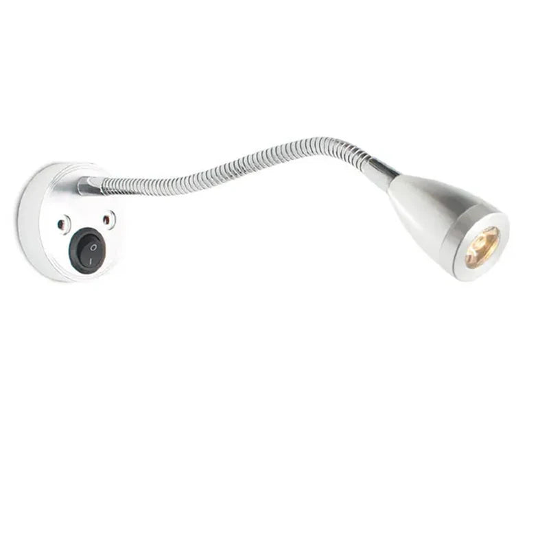 lampe murale flexible argentée moderne interrupteur inclinable led 12v cuisine salle manger