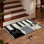 tapis moderne imperméable noir gris blanc chatons rayures extérieur salon chambre coucher
