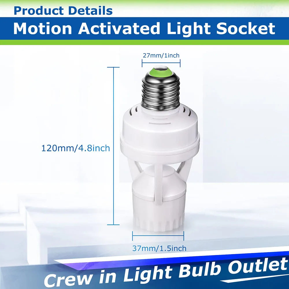 adaptateur douille e27 motion sensor led ampoule moderne utilitaire blanc vert garage escalier