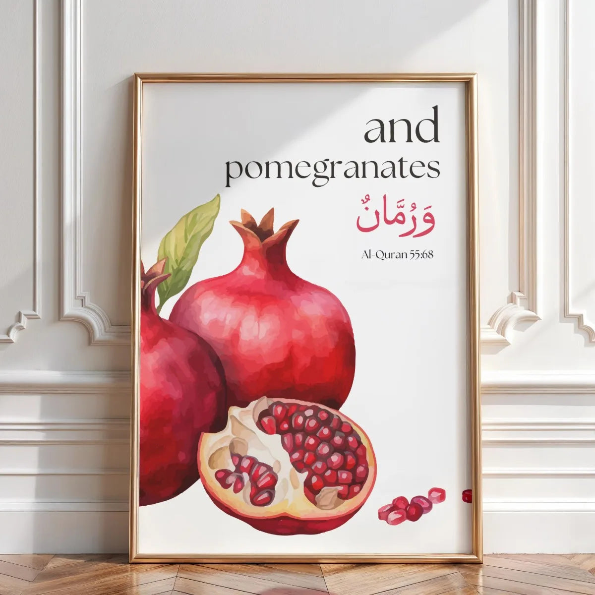 affiche illustration palmiers grenades toile classique vert rouge blanc decoration intérieure