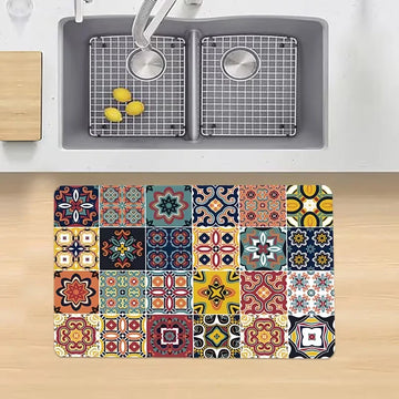 tapis sol moderne patchwork multicolore antidérapant extérieur polyester fleuri 40x60cm 50x80cm