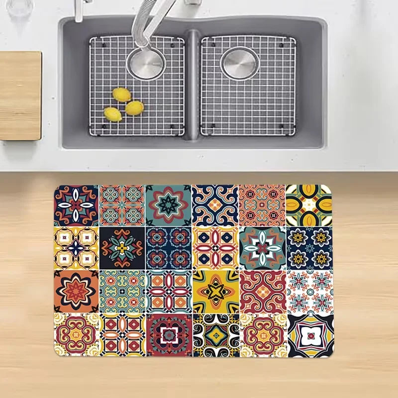 tapis sol moderne patchwork multicolore antidérapant extérieur polyester fleuri 40x60cm 50x80cm