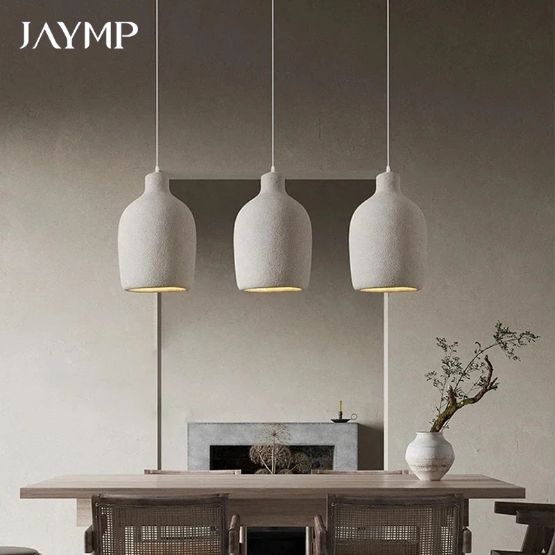 suspension lumineuse moderne beige clair texturée câble suspendu minimaliste lumière led