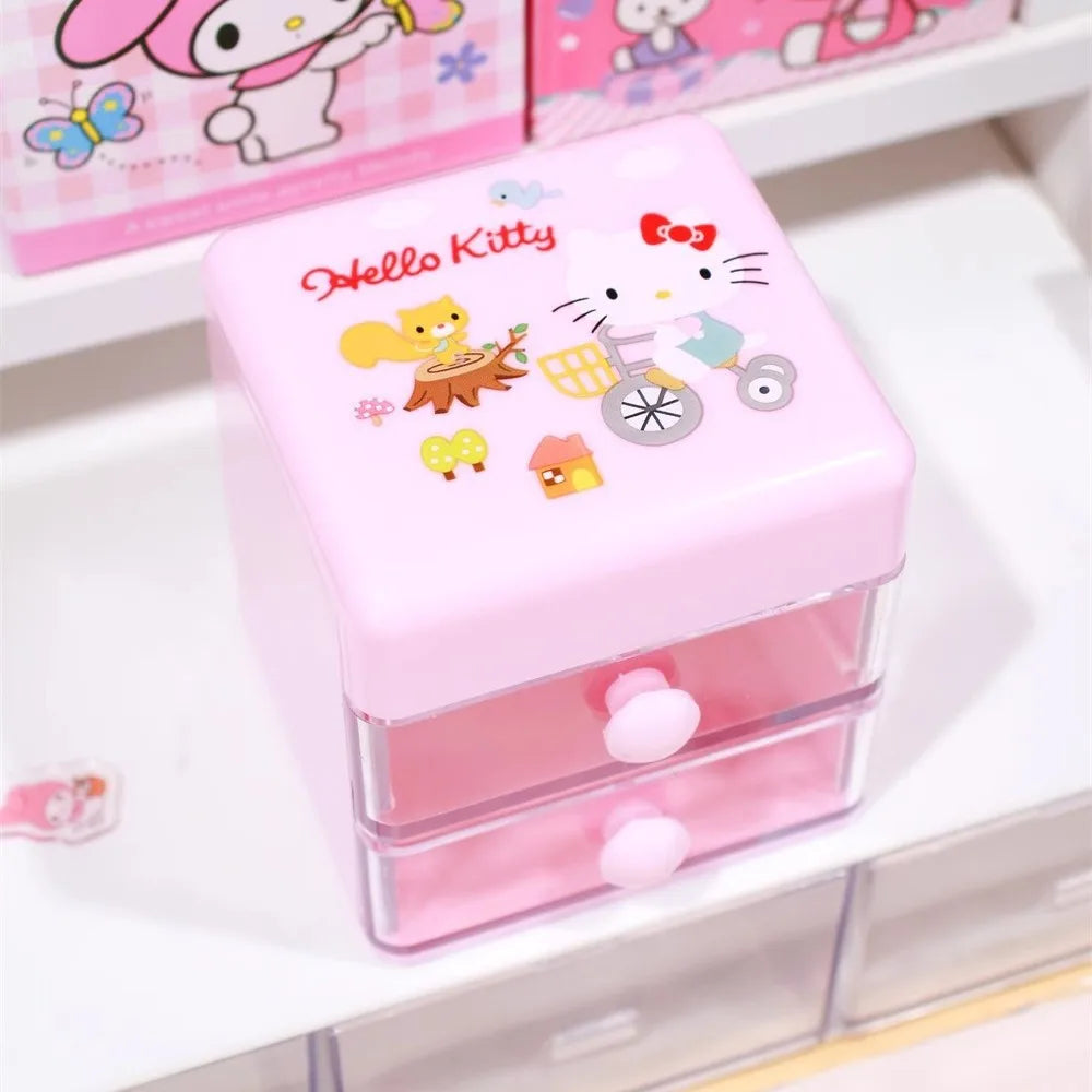 boîtes bijoux dessins animés hello kitty my melody cinnamoroll kawaii poignées blanches rose blanc