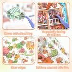 puzzle multicolore dessin animé adhésif portes fenêtres meubles personnages voitures animaux plantes scène ville